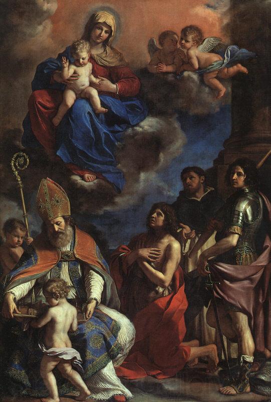  Giovanni Francesco  Guercino Virgin and Child with the Patron Saints of Modena Spain oil painting art